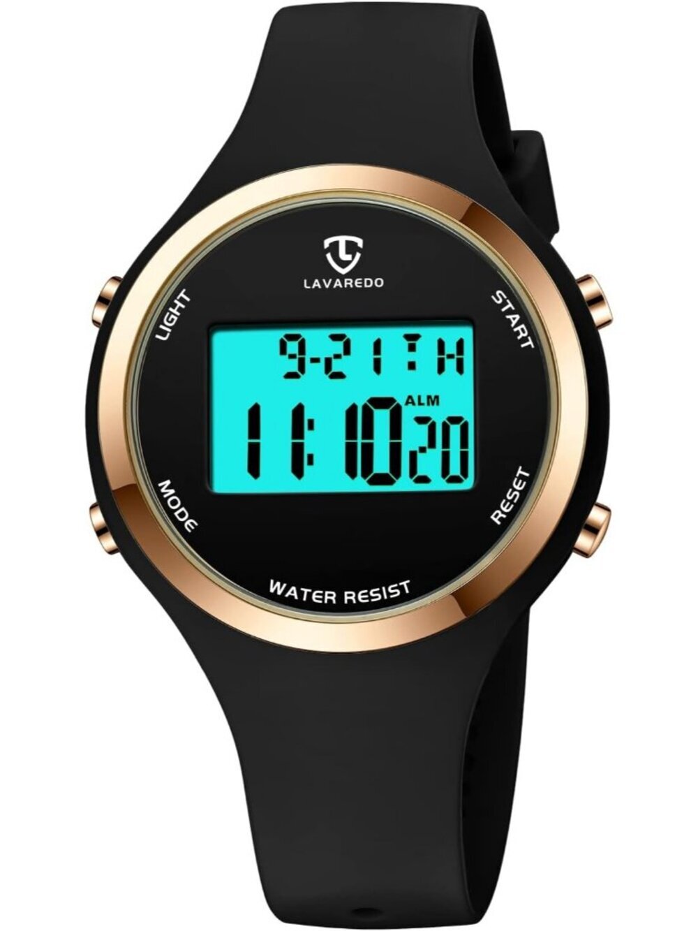 Women's Black Quartz Chronograph Waterproof Outdoor Sport Alarm Digital Watch